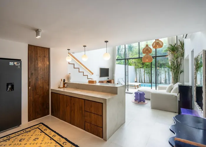 Stylish 1br With Ac Living And Pool In Pererenan * 坎古